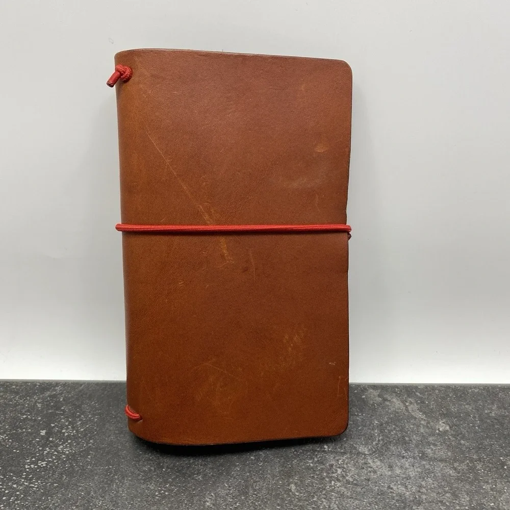 American Bench Craft Journal Cognac Brown Thick Leather Field Notes Trapper Book